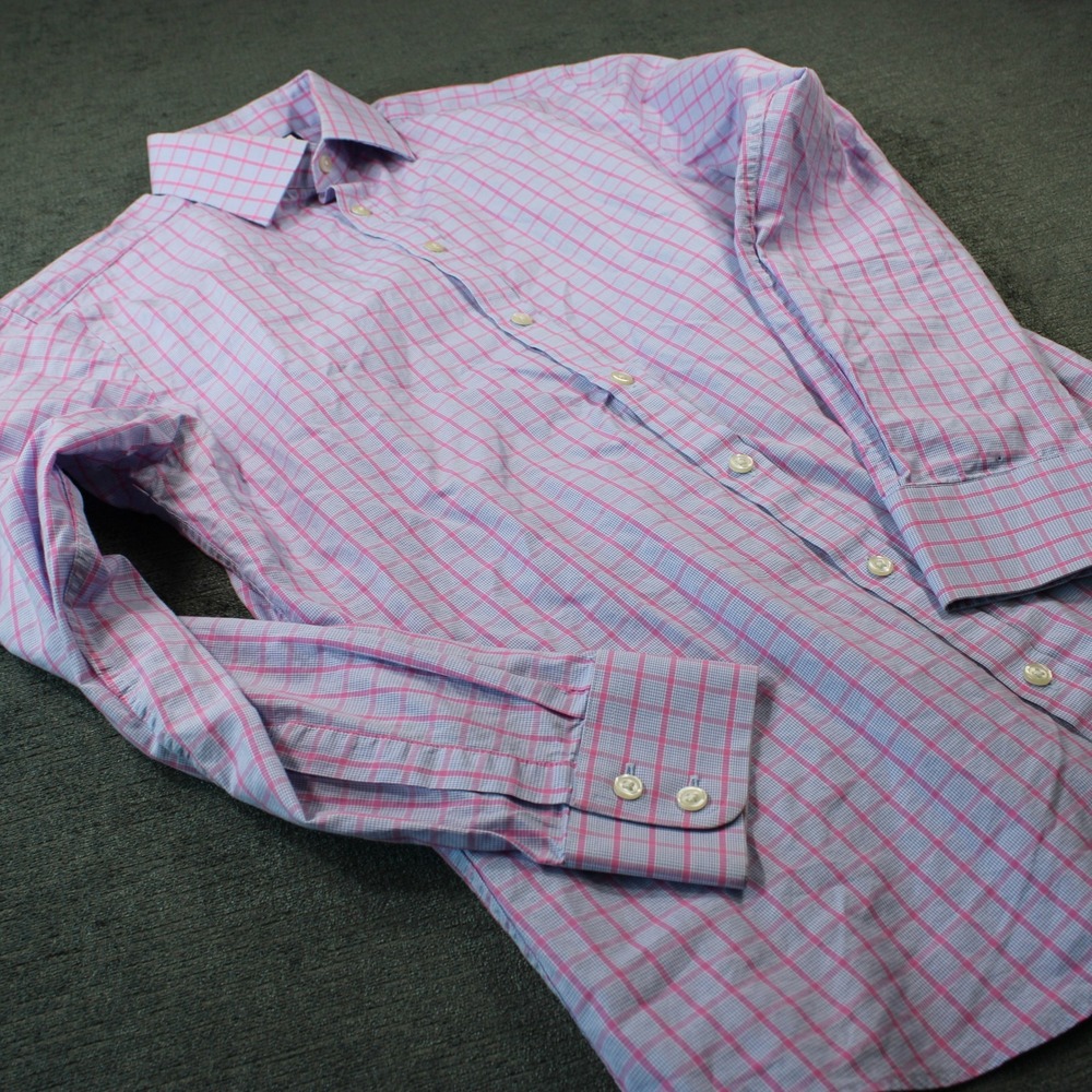 Charles Tyrwhitt Mens Extra Slim Fit Dress Shirt Pink Blue Check 15.5 34 39/86cm